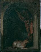 Gerard Dou Eine Katze am Fenster eines Malerateliers painting